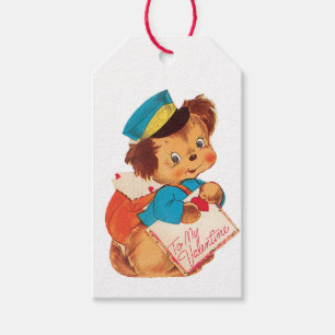 Antique Valentine Puppy Postman Geschenkanhänger