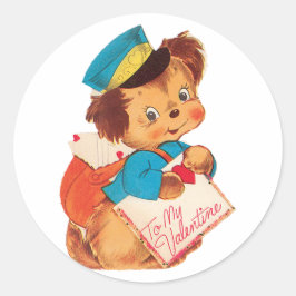 Antique Valentine Puppy Runder Aufkleber