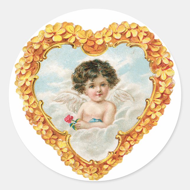 Antique Valentine Runder Aufkleber (Vorderseite)