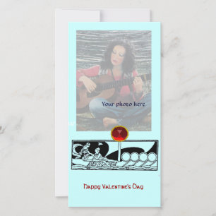 ANTIQUE VESSEL, LOVERS Red Ruby Gem Aquamarin Blue Feiertagskarte