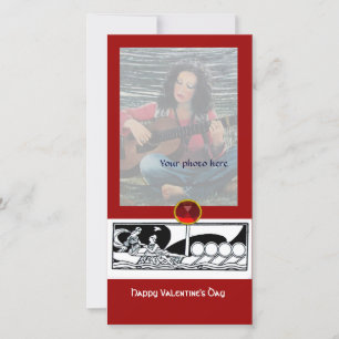 ANTIQUE VESSEL UND LIEBE Red Ruby Gem Schwarz-weiß Feiertagskarte