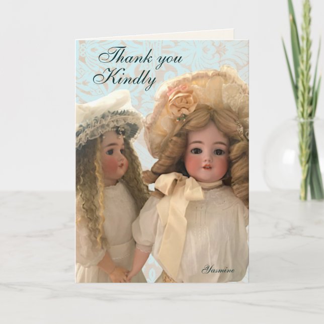 Antique Victorian Dolls Thank You Card Dankeskarte (Vorderseite)