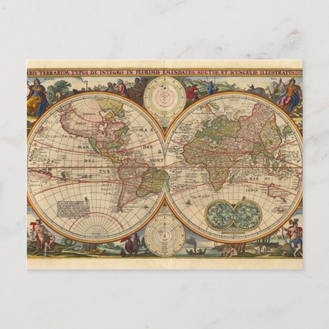 Antique vieille carte du monde rare et historique (Devant)