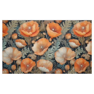 Antique vintage de pêche popies tissu