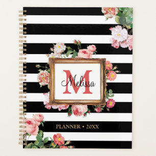 Antique Vintage Floral & Stripes Monogramme