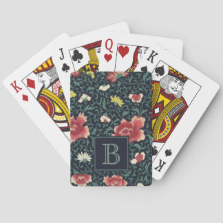 Antique Vintage Pretty Floral Monogram Spielkarten