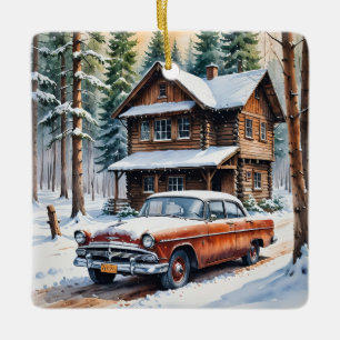 Antique voiture d'hiver ornement de Noël