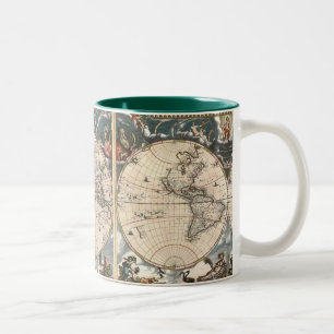 ANTIQUE WELTKARTE Kaffeemaschine Tasse