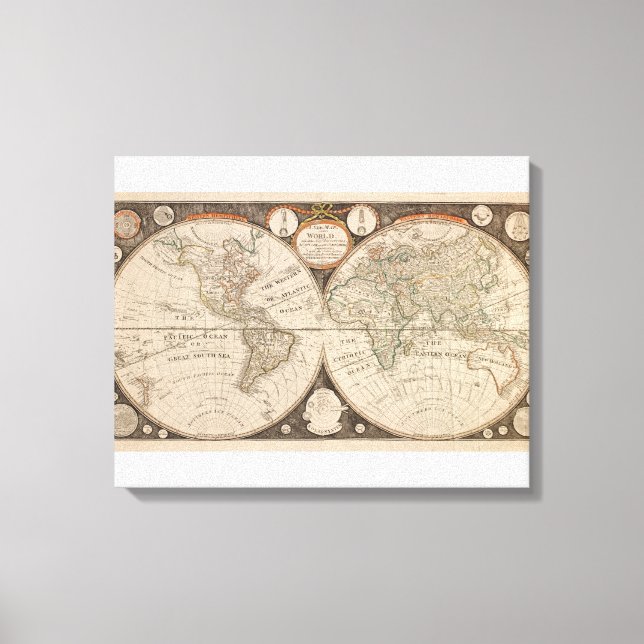 Antique World Map, 1799 (Thomas Kitchen) Leinwanddruck (Vorderseite)