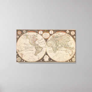 Antique World Map, 1799 (Thomas Kitchen) Leinwanddruck