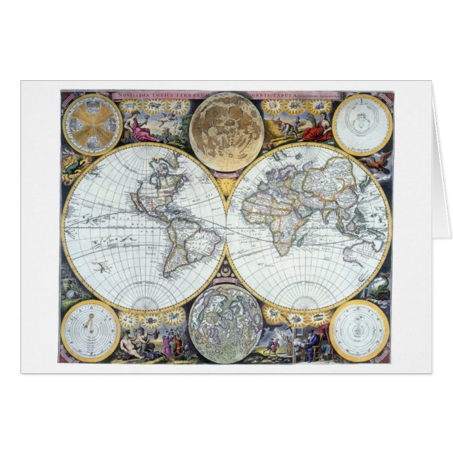 Antique World Map, Atlas Maritimus von John Seller (Vorderseite (Horizontal))