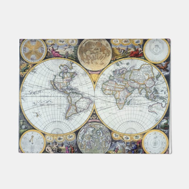 Antique World Map, Atlas Maritimus von John Seller Fußmatte (Vorderseite)