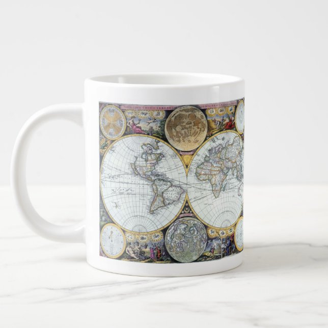 Antique World Map, Atlas Maritimus von John Seller Jumbo-Tasse (Links)
