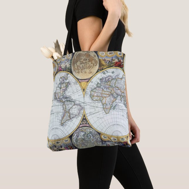Antique World Map, Atlas Maritimus von John Seller Tasche (Von Nahem)