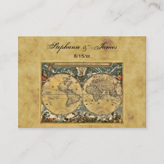 Antique World Map erschüttert #2 Platzkarten (Vorderseite)