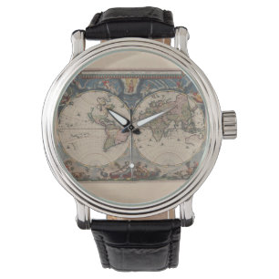 Antique World Map: Historische Kartographie Kunst Armbanduhr