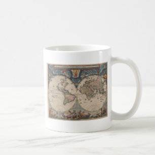 Antique World Map: Historische Kartographie Kunst Kaffeetasse