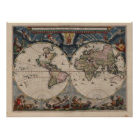 Antique World Map: Historische Kartographie Kunst