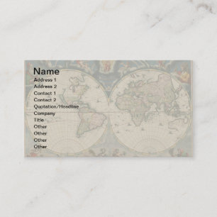 Antique World Map: Historische Kartographie Kunst Visitenkarte