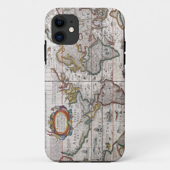 Antique World Map iPhone Case (Rückseite)