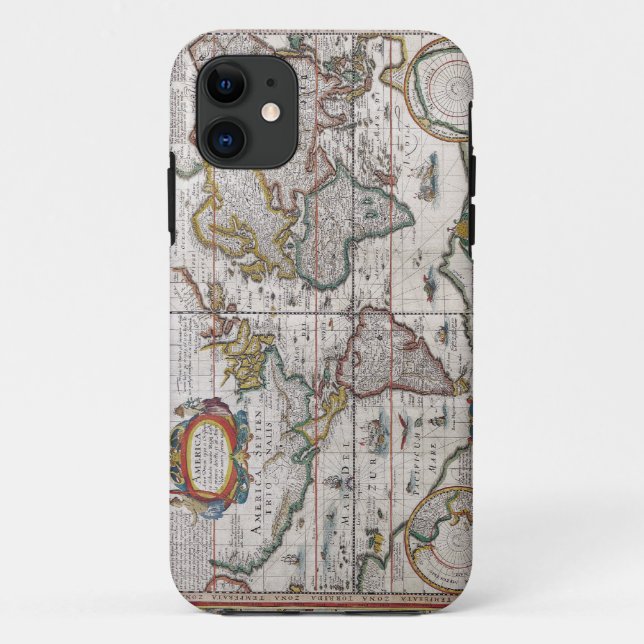 Antique World Map iPhone Case (Rückseite)
