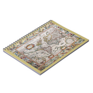 Antique World Map Notebook Notizblock