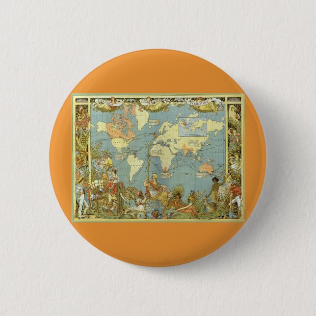 Antique World Map of the British Empire, 1886 Button (Vorderseite)