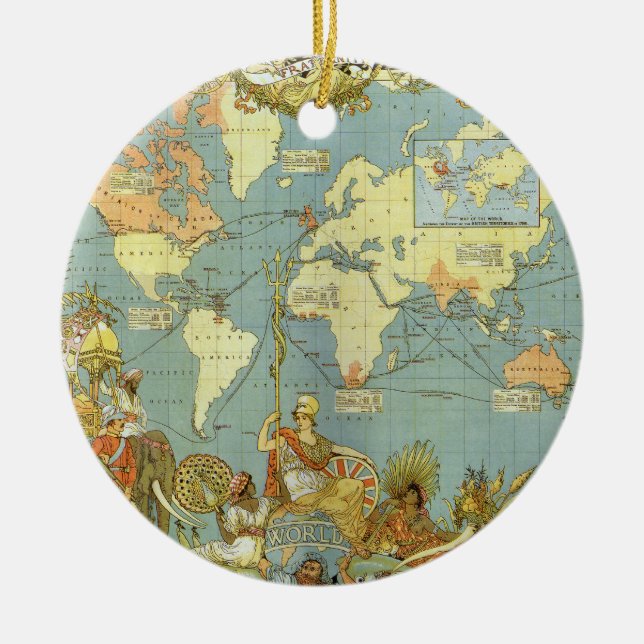 Antique World Map of the British Empire, 1886 Keramikornament (Vorne)
