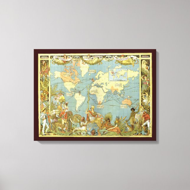 Antique World Map of the British Empire, 1886 Leinwanddruck (Vorderseite)