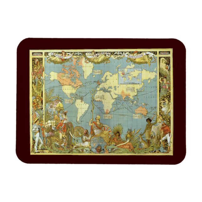 Antique World Map of the British Empire, 1886 Magnet (Horizontal)