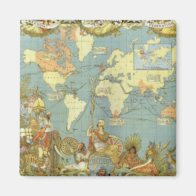 Antique World Map of the British Empire, 1886 Magnet (Vorne)