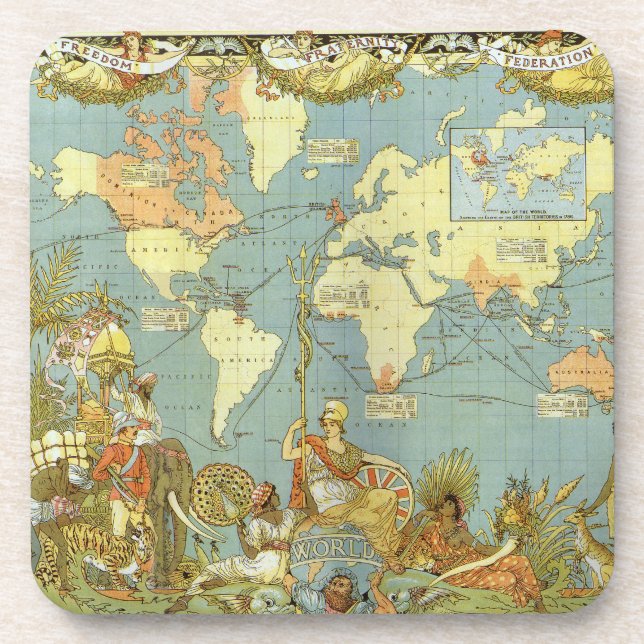 Antique World Map of the British Empire, 1886 Untersetzer (Vorderseite)