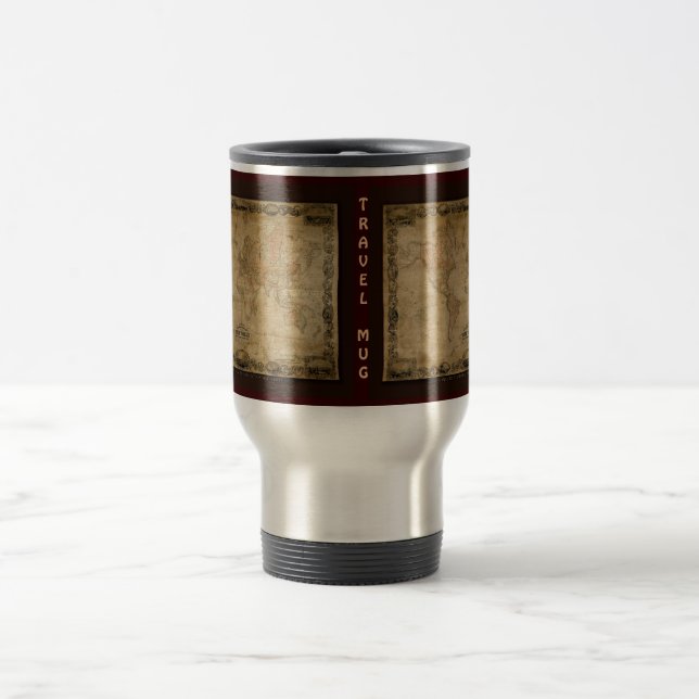 Antique World Map Travel Mug Reisebecher (Mittel)