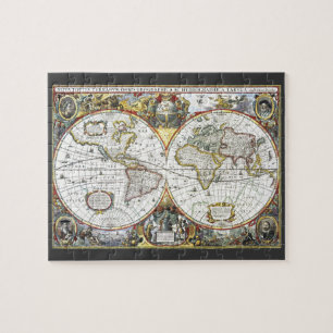Antique World Map von Hendrik Hondius, 1630