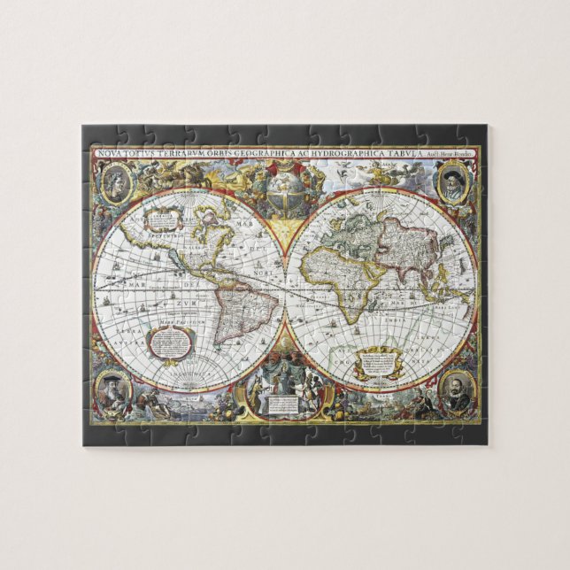 Antique World Map von Hendrik Hondius, 1630 (Horizontal)