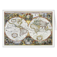 Antique World Map von Hendrik Hondius, 1630