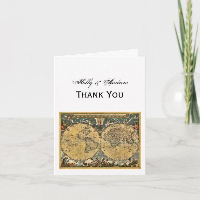 Antique World Map, White BG Danke (Vorderseite)
