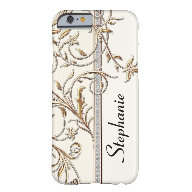 Antiqued Goldgoldenes Strudel-Imitat-Juwel Case-Mate iPhone Hülle (Rückseite)