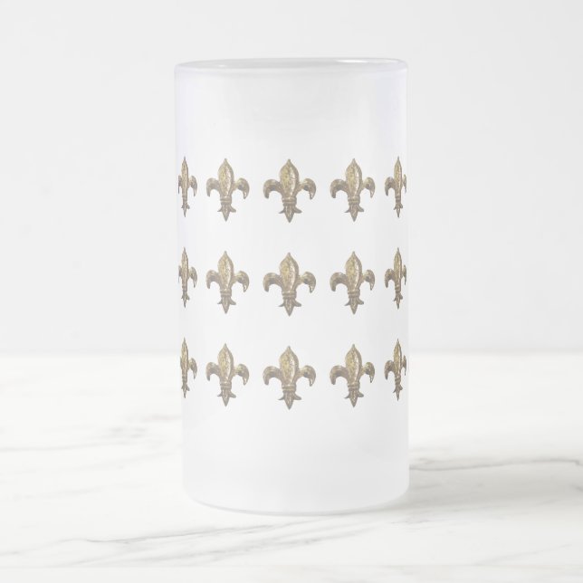 ANTIQUED GOLDLilien-DRUCK Mattglas Bierglas (Mittel)