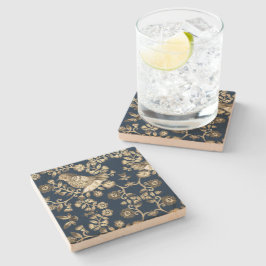 Antiquierte Vogel Willow Style Navy Blue Steinuntersetzer