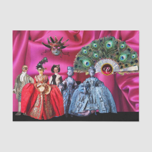 ANTIQUITALIENISCHE PUPPEN,MASQUERADE-PARTY-MASKEN SEIDENPAPIER (Vorderseite)