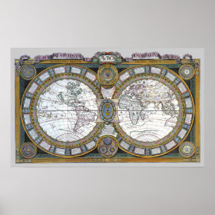 Antiquitat Weltkarte von Claude Auguste Berey, 168 Poster