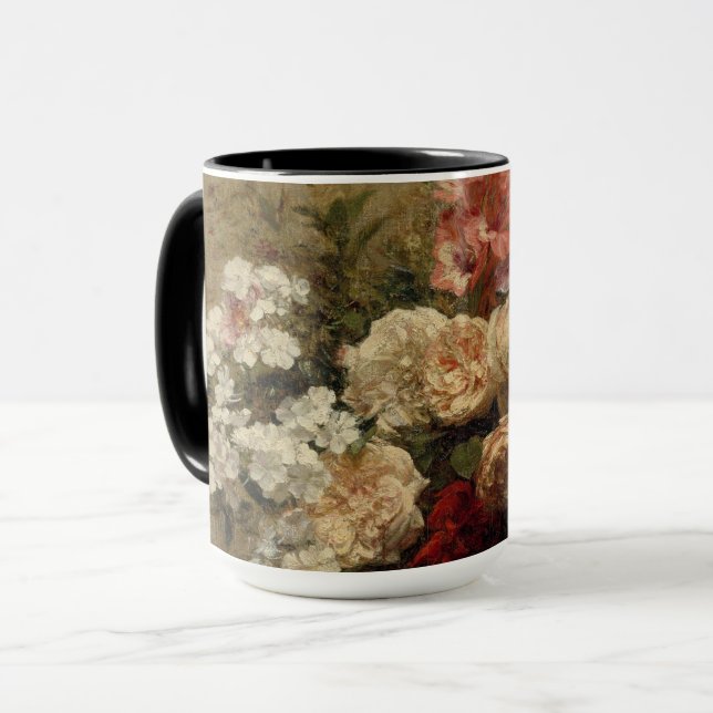 Antiquitäten Florale Kunstmalerei Tasse (Vorderseite Links)