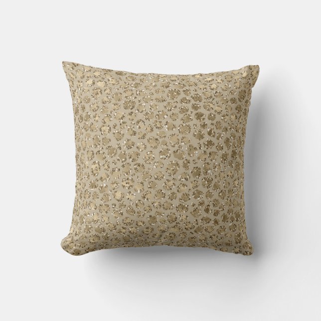 Antiquitäten Gold Glitzer Creme Leopard Print   Kissen (Vorderseite)