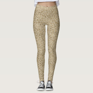 Antiquitäten Gold Glitzer Leopard Print     Leggings