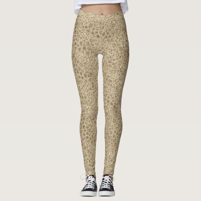 Antiquitäten Gold Glitzer Leopard Print     Leggings (Vorderseite)