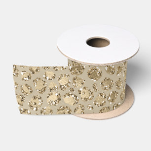 Antiquitäten Gold Glitzer Leopard Print    Satinband