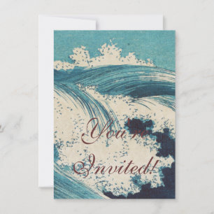 Antiquitäten Japanisch Blue Waves Ocean Print Einladung