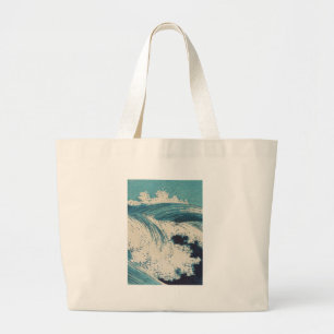 Antiquitäten Japanisch Blue Waves Ocean Print Jumbo Stoffbeutel