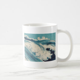 Antiquitäten Japanisch Blue Waves Ocean Print Kaffeetasse